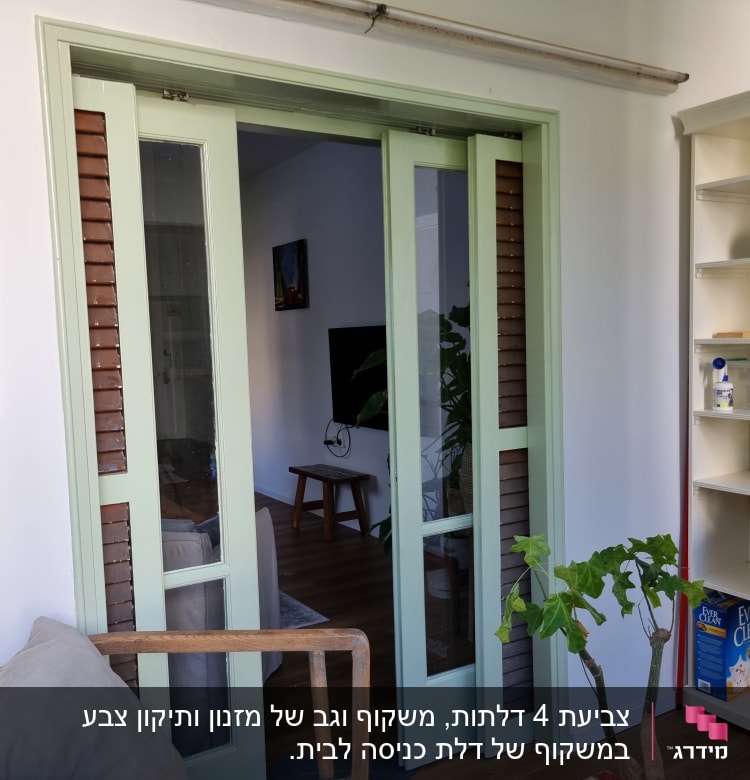 דלתות זכוכית צבועות בצבע ירוק בהיר